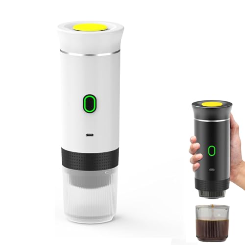 UOEONR Kaffeemaschine, tragbar, Espressokocher, elektrische Heizung für Reisen, für 12 V, Auto und Camping, Kaffeekapselmaschine für Espressokapseln oder gemahlenen Kaffee (weiß) von UOEONR