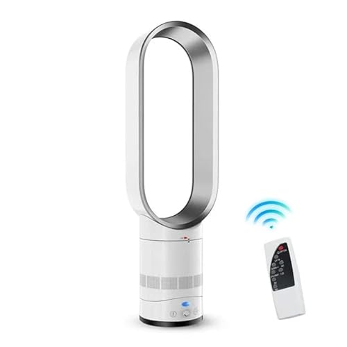 UOEONR Rotorloser Ventilator,mit Fernbedienung, LED Display, 10 Geschwindigkeiten,Turmventilator sehr leise,6 Modi, Auto 90° Oszillation, Nach oben und unten um 30° verstellbar,Timer (Grau) von UOEONR