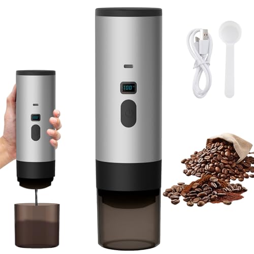 UOEONR Tragbare Espressomaschine mit Akku,3 in 1 Kapsel Kaffeemaschine Kompatibel mit Kapseln & Gemahlener Kaffee,für unterwegs oder Camping,mit elektrischer Selbsterhitzung über USB-C (Grau) von UOEONR