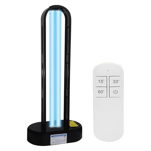 UV-Lichtlampe mit Ozongeneration,Desinfektionslampe,38W UVC Keimtötende Lampe Fernbedienung Timer Tischlampe UV-Sterilisator Desinfektion Sterilisator Antibakterielle Rate 99% ﻿ ﻿ (Black) von UOEONR