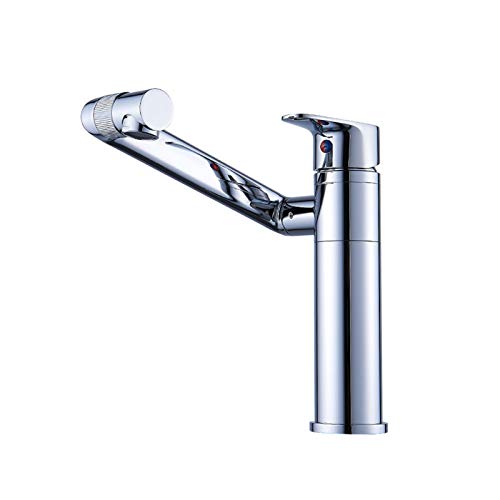 Küchenspüle Metall Einstellbare Faucets Kupfer Rotatable Bad Faucets with Pull Down Brushed Nickel Einhandle Single Hot and Cold Laundry Faucet (Silber) von UOHUFIDABFD