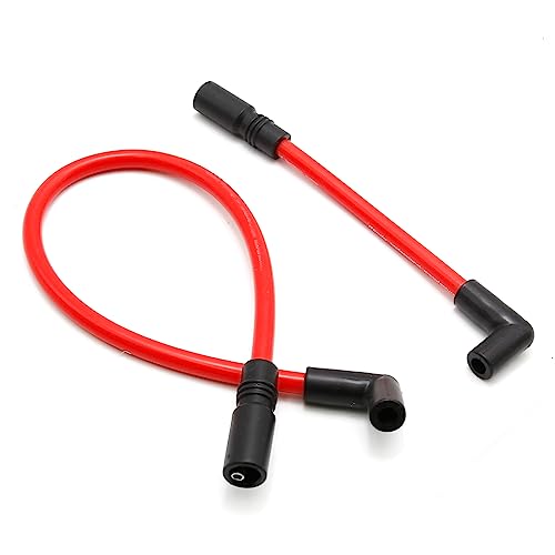 DYNA-409RD Zünddraht-Set, Ersatz für Harley Davidson Big Twin 99–19 FXD Dyna Softail (rot), 10,4 mm, 10 mm, 2 Stück von UOIENRT