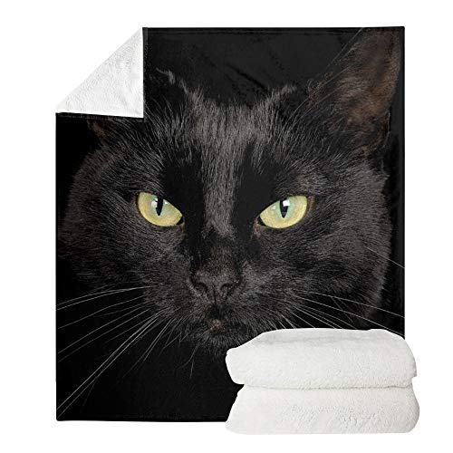 UOIMAG Schwarze Katzen-Decken, weiches Flanell-Fleece, Überwurf, warme Stuhl-Decken, Bett-Überwurf (70 x 100 cm) von UOIMAG