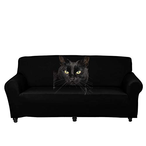 UOIMAG Sofabezug, schwarze Katze, Stretch, Sofa-Schonbezug, weiche Couch, Sessel, Schonbezüge für Zweisitzer von UOIMAG