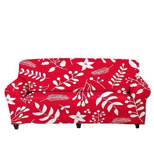 UOIMAG Sofabezug mit Weihnachtsmotiv, elastisch, weich, für Zweisitzer, Rot von UOIMAG