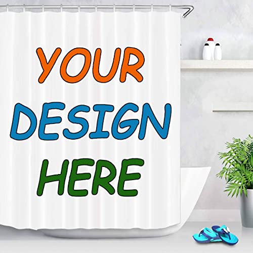 UOKIIYUA Personalisierter Foto-Duschvorhang mit Haken, wasserdichter, individueller Badezimmerhintergrund mit Ihrem eigenen Bild und Text 170x180cm von UOKIIYUA