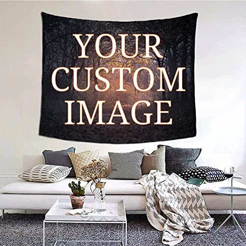UOKIIYUA Personalisierter Fototeppich, individuelles Hintergrundbanner mit Ihrem Bild und Text, Hochzeitsfeier, Familiengedenkgeschenk 150x150cm von UOKIIYUA
