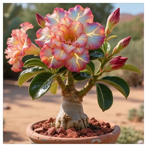 Winterharte - Wüstenrose-Einfach zu Pflegen-Schnelles Wachstum-mit Auffälligen Blüten - ideal zum Kaufen für Ihren Garten-1Rhizome-D von UOLKEZFM