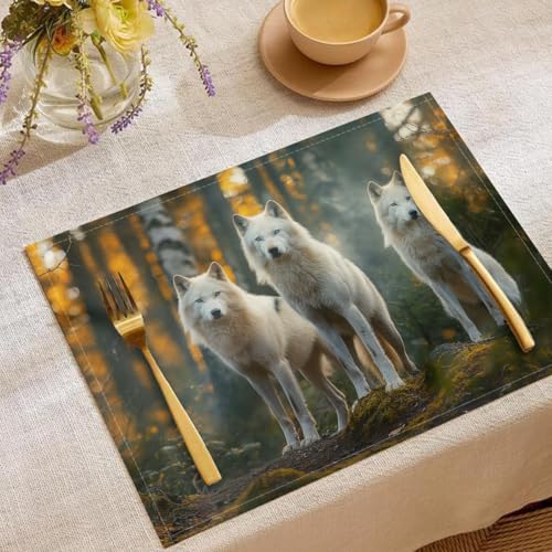 Platzsets 2er Set, Natur Wald Abwaschbar Tischsets rutschfest, Tiere Fuchs Doppelseitigen Baumwolle und Leinen Platzdeckchen, 45 x 30 cm Hitzebeständig Platz-Matten Platzsets 2er Set, Natur Wald Abwaschbar Tischsets rutschfest, Tiere Fuchs Doppelseitigen Baumwolle und Leinen Platzdeckchen, 45 x 30 cm Hitzebeständig Platz-Matten von UOMSKTY