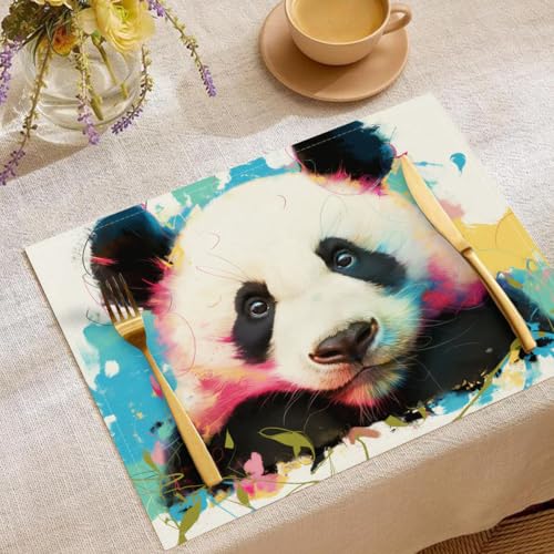 Platzsets 2er Set, Zeichentrick Tiere Abwaschbar Tischsets rutschfest, Panda Doppelseitigen Baumwolle und Leinen Platzdeckchen, 45 x 30 cm Hitzebeständig Platz-Matten Platzsets 2er Set, Zeichentrick Tiere Abwaschbar Tischsets rutschfest, Panda Doppelseitigen Baumwolle und Leinen Platzdeckchen, 45 x 30 cm Hitzebeständig Platz-Matten von UOMSKTY