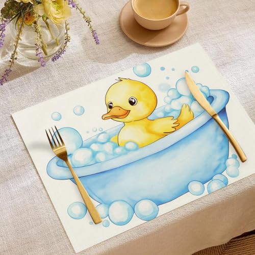 Tischsets 2er Abwaschbar Tischdeko, Cartoon-Ente Gelb Tier Doppelseitig Platzsets, 30x45cm Urlaub Tischsets, Weiß Waschbar Platzdeckchen Küche Party Deko Tischsets 2er Abwaschbar Tischdeko, Cartoon-Ente Gelb Tier Doppelseitig Platzsets, 30x45cm Urlaub Tischsets, Weiß Waschbar Platzdeckchen Küche Party Deko von UOMSKTY