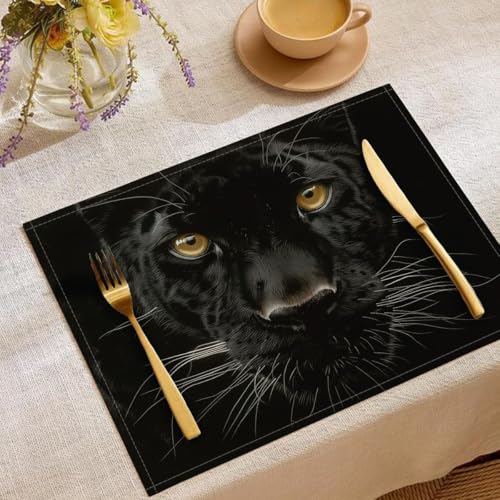 Tischsets platzsets Stoff, Tier Platzsets Tischset 2er Set, 45 x 30 cm Urlaub Bankett Tischsets, Leopard Waschbar Platzdeckchen Küche Party Deko von UOMSKTY
