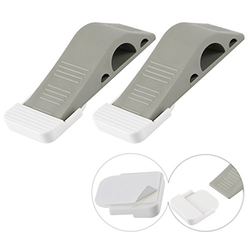 UOOOM 2ER Tür Stopper Gummi rutschfest Türhalter Türkeile funktioniert auf allen Boden Oberflächen für Home/Office，praktische Tür Keile mit selbstklebendem Türkeil-Halter von UOOOM