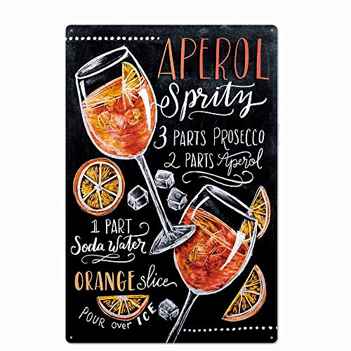UOOPAI Aperol Cocktail-Metall-Blechschild, Vintage-Teller, Wanddekoration von UOOPAI