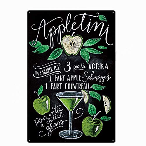 UOOPAI Appletini Cocktail-Metall-Blechschild, Vintage-Teller, Wanddekoration von UOOPAI