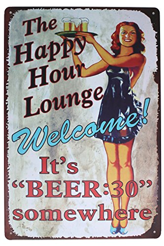 UOOPAI Beer Time Welcome The Happy Hour Lounge Vintage Metallposter Retro Blechschild Bar Wanddekoration von UOOPAI
