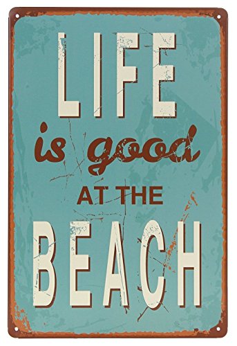 UOOPAI Blechschild "Life is Good at The Beach", Vintage-Blechschild, Retro-Metallposter, Wandschild UOOPAI Blechschild "Life is Good at The Beach", Vintage-Blechschild, Retro-Metallposter, Wandschild von UOOPAI