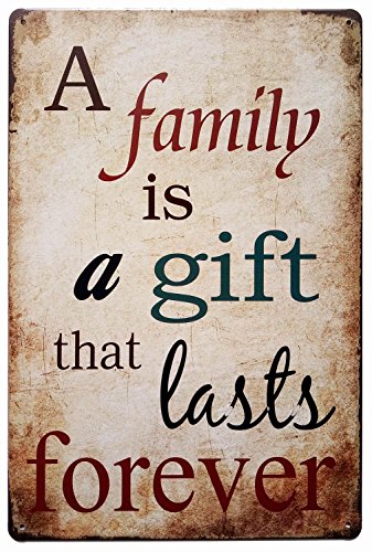 UOOPAI Blechschild mit Aufschrift "A Family is a Gift That Lasts Forever", Retro, Vintage, Antik-Wanddekoration von UOOPAI