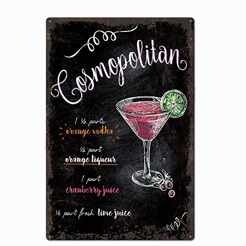 UOOPAI Cosmopolitan Cocktail-Blechschild, Vintage-Teller, Wanddekoration von UOOPAI