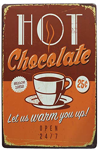 UOOPAI Hot Chocolate Since 1952 Warm You Up Vintage Metall-Blechschild Retro Wandschild Poster Küche Home Cafe Dekoration von UOOPAI
