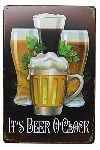 UOOPAI It's Beer O'Clock, Vintage-Blechschild, Wanddekoration, Wanddekoration, 20,3 x 30,5 cm von UOOPAI