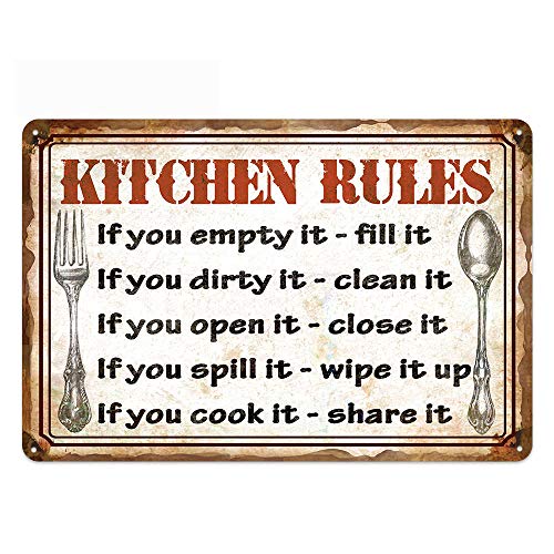 UOOPAI Kitchen Rules Vintage Metallschild, Kunstposter Retro Home Wandschild Dekor UOOPAI Kitchen Rules Vintage Metallschild, Kunstposter Retro Home Wandschild Dekor von UOOPAI