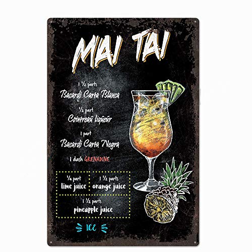 UOOPAI Mai Tai Cocktail-Blechschild, Vintage-Teller, Wanddekoration von UOOPAI