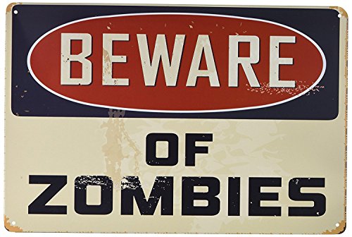 UOOPAI Metall-Blechschild "Beware of Zombies", Retro-Vintage-Schild, Wanddekoration von UOOPAI