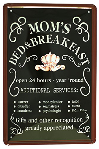 UOOPAI Metall-Blechschild "Mom's Bed & Breakfast Open 24 Stunden", Retro-Vintage-Poster von UOOPAI