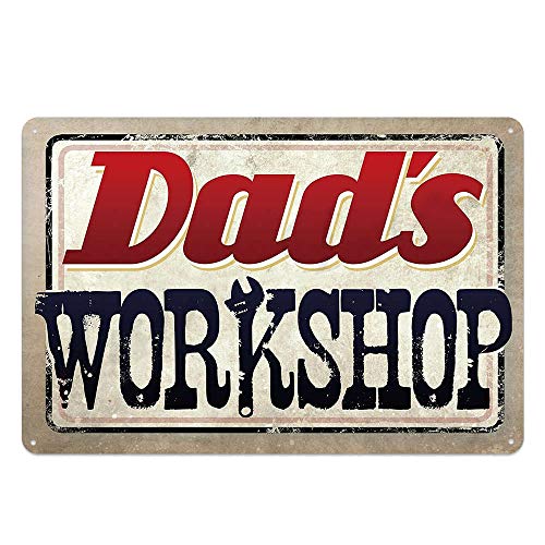 UOOPAI Metall-Blechschild mit Aufschrift "Dad's Workshop", Vintage-Schild für Werkzeug, Schuppen, Garage, Zuhause, Wanddekoration UOOPAI Metall-Blechschild mit Aufschrift "Dad's Workshop", Vintage-Schild für Werkzeug, Schuppen, Garage, Zuhause, Wanddekoration von UOOPAI
