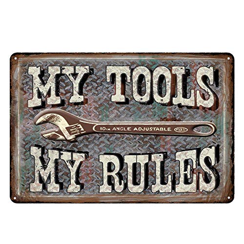 UOOPAI My Tools My Rules Metall-Blechschild, Vintage-Schild, für Werkzeug, Schuppen, Garage, Zuhause, Wanddekoration von UOOPAI