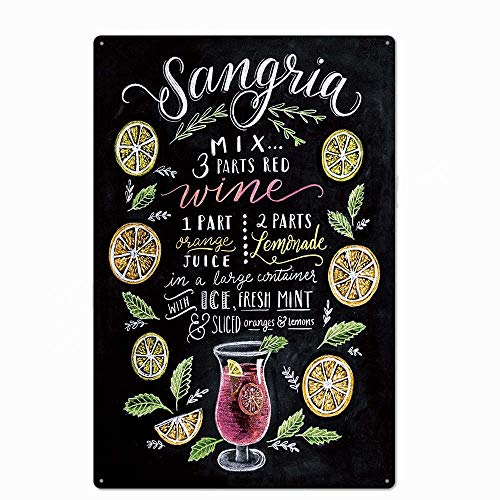 UOOPAI Sangria Cocktail-Metall-Blechschild, Vintage-Teller, Wanddekoration von UOOPAI
