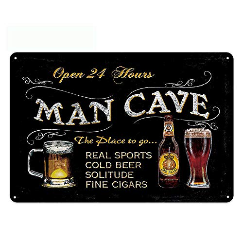 UOOPAI Vintage Metallschild mit Aufschrift "Man Cave, Open 24 Hours Beer", Kunstposter, Wandschild, Dekoration von UOOPAI