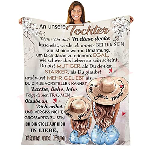 UOOYAA Flauschige Kuscheldecke Personalisierte Decke Geschenke An unseren Tochter, Flanelldeck Wohndecke An unseren Tochter Von Papa und Mama, Positiv Ermutigen fleecedecke Birthday Gifts, Christmas von UOOYAA