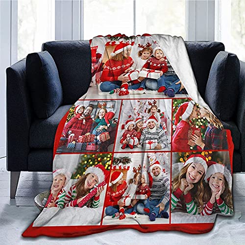 UOOYAA Fotodecke mit Eigenem Foto Name,Super Weich Personalisierte Foto Decke Selbst Gestalten Bedrucken Lassen Kuscheldecke Geschenk für Freunde Familie Geburtstag Weihnachten(7 Fotos) von UOOYAA