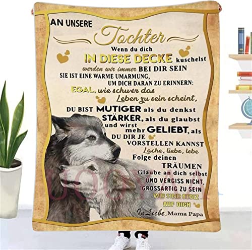 Geschenk An Unsere Tochter Kuscheldecke, Eltern Tochter Decke mit Spruch Deutsch,Brief Gedruckt Flauschige Decken Geschenke Für Weihnachten Geburtstag Geburtstag Graduierung von UOOYAA