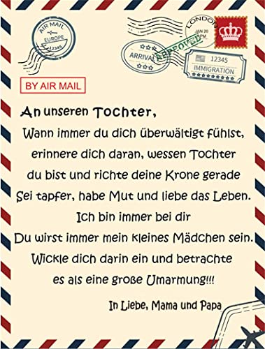 Kuscheldecke Flauschige, Flanelldecke Microfaser Decke An Unsere Tochter von Eltern, Personalisierte Luftpost Brief Decke Weich Plüsch Decke für Zuhause, Reise, Sofa, Stuhl von UOOYAA