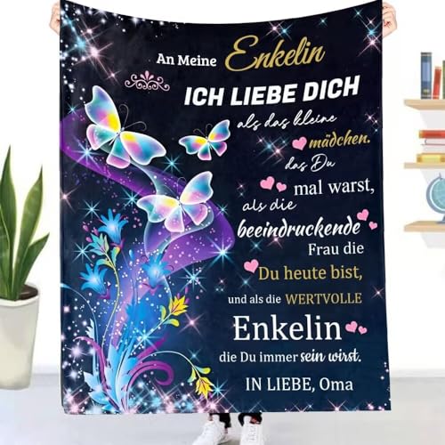 Kuscheldecke Flauschige Personalisierte Decke An Meine Enkelin von Oma, Oma für Enkelin Luftpost Positiv Ermutigen Briefdecke, Super Weiche Decke Flanell für Tagesdecke Tv-Decken Wohndecke Geschenk von UOOYAA