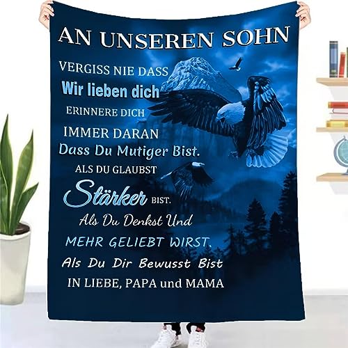 Kuscheldecke Flauschige an Unseren Sohn von Mama und Papa, Personalisierte Geschenk Decke für Tochter von Eltern, Super Weich Briefdecke für Weihnachten Geburtstag Graduierung,18 Geburtstag Junge von UOOYAA