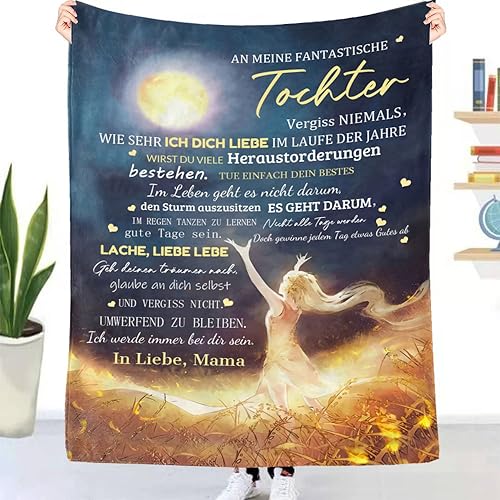 Kuscheldecke Personalisierte Decke An Meine Tochter,Mutter für Töchter Deutsche Nachricht Briefdecke Positiv Ermutigen Wohndecke für Couch Bett Tv-Decken Geschenk(Mutter zu Tochter A,150×200cm) von UOOYAA