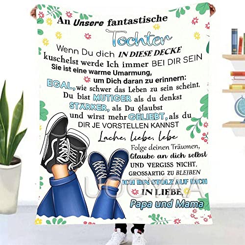 Kuscheldecke Personalisierte Decke An Meine Tochter,Mutter für Töchter Deutsche Nachricht Briefdecke Positiv Ermutigen Wohndecke für Couch Bett Tv-Decken Geschenk(Mutter zu Tochter B,150×200cm) von UOOYAA