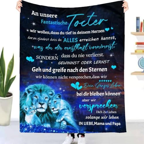 Kuscheldecke Personalisierte Decke An Meine Tochter,Mutter für Töchter Deutsche Nachricht Briefdecke Positiv Ermutigen Wohndecke für Couch Bett Tv-Decken Geschenk(Mutter zu Tochter C,150×220cm) von UOOYAA