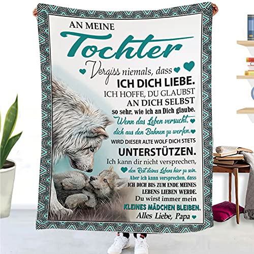 UOOYAA Kuscheldecke Personalisierte Decke An Meine Tochter,Papa für Tochter Deutsche Nachricht Briefdecke Positiv Ermutigen Wohndecke für Couch Bett Tv-Decken Geschenk(Papa zu Tochter C,150×220cm) von UOOYAA