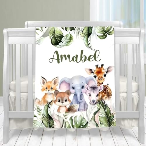 Personalisierte Babydecke mit Namen, Super Weich Warme Baby-Überwurfdecke für Junge Mädchen, Flanell Kinderdecke Namensdecke Personalisiert Geburtstaggeschenk von UOOYAA