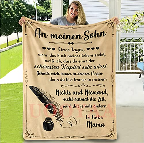 UOOYAA Personalisierte Geschenke An Meine Sohn Decke Von Mama,Super Weiche Briefdecke, Luftpost Decke Positiv Ermutigen Sie Ihre Sohn,Geschenke Für Geburtstag Graduierung von UOOYAA