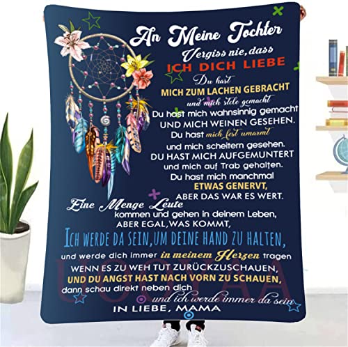 UOOYAA Personalisierte Kuscheldecke An Meine Tochter von Mama, Deutsche Mama für Tochter Briefdecke Positiv Ermutigen Flauschige Wohndecke für Couch Bett (Mama zu Tochter G,150×200cm) von UOOYAA