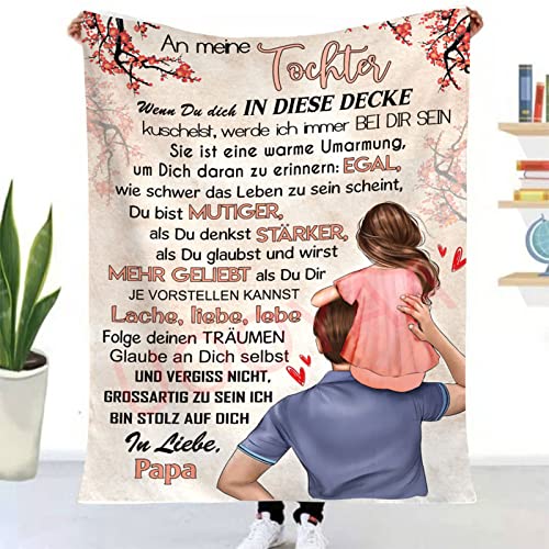 UOOYAA Personalisierte Kuscheldecke An Meine Tochter von Papa, Deutsche Papa für Tochter Briefdecke Positiv Ermutigen Flauschige Wohndecke für Couch Bett (Papa zu Tochter A,150×200cm) von UOOYAA