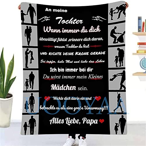UOOYAA Personalisierte Kuscheldecke An Meine Tochter von Papa, Deutsche Papa für Tochter Briefdecke Positiv Ermutigen Flauschige Wohndecke für Couch Bett (Papa zu Tochter B,150×200cm) von UOOYAA