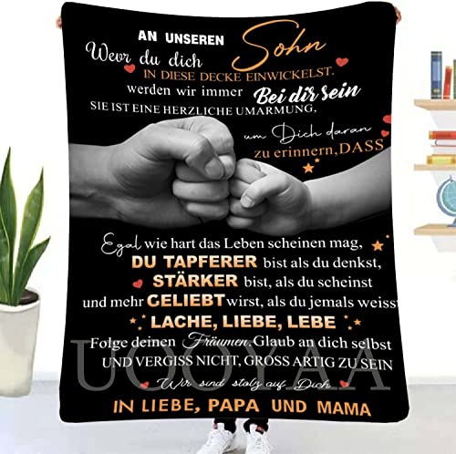 UOOYAA Personalisierte Kuscheldecke An unseren Sohn von Eltern, Geschenk An unseren Sohn Kuscheldecke, Flauschige Decken Geschenke Für Weihnachten Geburtstag Geburtstag Graduierung von UOOYAA