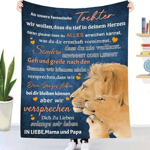 Personalisierte Kuscheldecke Flauschige Decke Geschenke für unsere Tochter von Eltern, Kuscheldecke An Unsere Tochter von Mama und Papa, 18 Geburtstag Mädchen, Super Weiche Wohndecke von UOOYAA